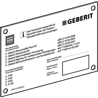 Geberit Kennzeichnungsschild für Rohrabschottungen – Bild 3