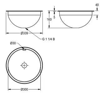 Aquarotter Rundbecken, RONDO, Edelstahl, 340x142 mm, Überlauf, hochglanz – Bild 3