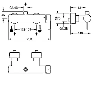 Aquarotter Thermostat-Wandbatterie, F5, EHM, für Bogen/Duschrohr, Hygieneoption – Bild 3