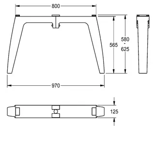 Aquarotter Brückenfuß, FUTURA exklusiv, MIRANIT, 125x565x970 mm – Bild 3