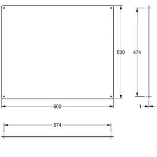 Aquarotter Spiegel, RODAN, Edelstahl, 600x500x1 mm, sichtbare Befestigung – Bild 3