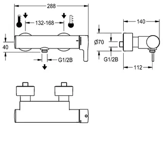 Aquarotter Thermostat-Wandbatterie, F5, EHM, für Handbrause, Hygieneoption – Bild 3