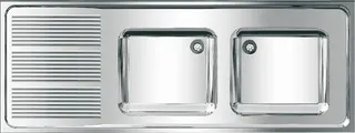 AR Gewerbespüle, MAXIMA, Edelstahl, 2 Becken, 1600x382x600 mm, Tropfteil li
