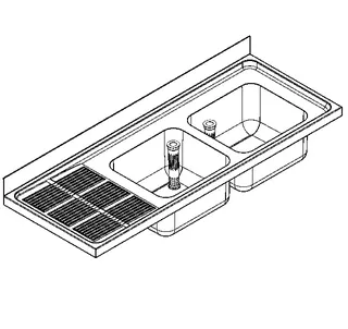 Aquarotter Gewerbespüle, MAXIMA, Edelstahl, 2 Becken, 1600x382x600 mm, Tropfteil links – Bild 2