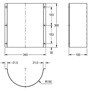Aquarotter Siphonabdeckung, CAMPUS, Edelstahl, 340x365x150 mm, für Reihenurinal – Bild 3