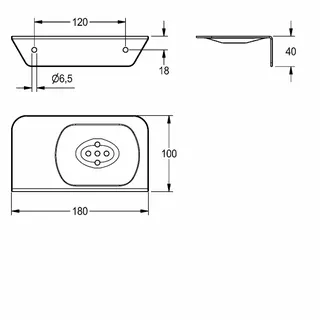 Aquarotter Seifenablage, CHRONOS, Edelstahl, 180x40x100 mm, AP, Abflusslöcher – Bild 3