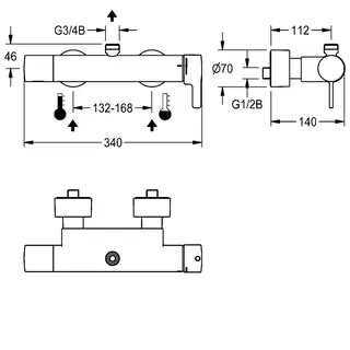 Aquarotter Thermostat-Wandbatterie, F5, EHM, für Bogen/Duschrohr, Hygieneeinheit – Bild 3
