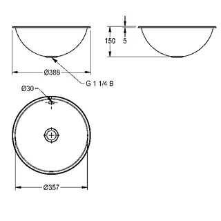 Aquarotter Rundbecken, RONDO, Edelstahl, 387x155 mm, Überlauf, seidenmatt – Bild 3
