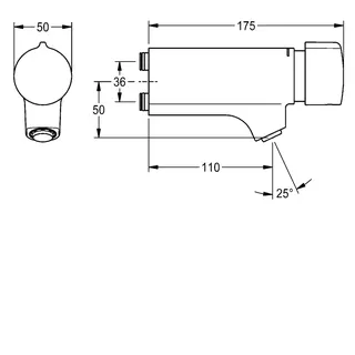 Aquarotter Wandbatterie, F5, hydr., Schrägausl., Mischer, f. Armatureneinh./W.-Mont. – Bild 3