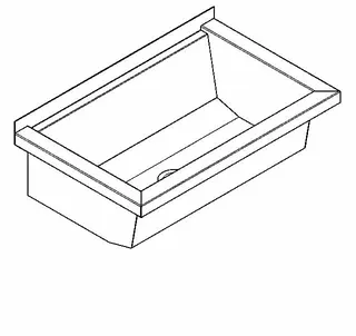 Aquarotter Waschrinne, PLANOX, Edelstahl, Wandmontage, 600x210x382 mm, o. Arm-bank – Bild 2