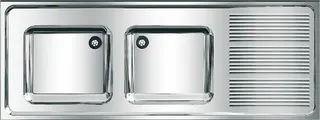 Aquarotter Gewerbespüle, MAXIMA, Edelstahl, 2 Becken, 1600x382x600 mm, Tropfteil rechts