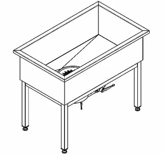 Aquarotter Werkraumbecken, SIRIUS, Edelstahl, 1000x800x600 mm, U-Bau, Schlammfang – Bild 2
