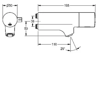 Aquarotter Wandbatterie, F5, elek., Schrägausl., Mischer, f. Armatureneinh./W.-Mont. – Bild 3