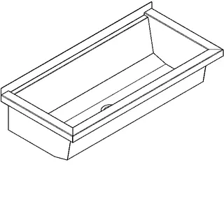 Aquarotter Waschrinne, PLANOX, Edelstahl, Wandmonatge, 800x210x382 mm, o. Arm-bank – Bild 2