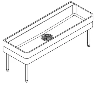 Aquarotter Werkraumbecken, SIRIUS, MIRANIT, 2000x800x700 mm, U-Bau, Schlammfang – Bild 2
