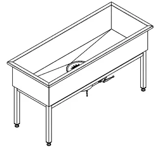 Aquarotter Werkraumbecken, SIRIUS, Edelstahl, 1500x800x600 mm, U-Bau, Schlammfang – Bild 2
