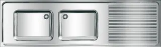 AR Gewerbespüle, MAXIMA, Edelstahl, 2 Becken, 2000x432x600 mm, Tropfteil re