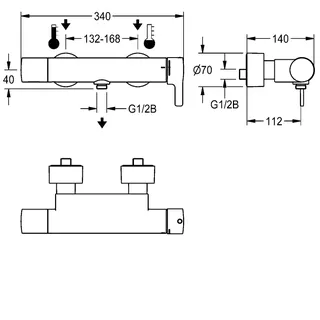 Aquarotter Thermostat-Wandbatterie, F5, EHM, für Handbrause, Hygieneeinheit – Bild 3
