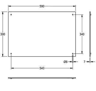 Aquarotter Spiegel, HEAVY DUTY, Edelstahl, 590x390x7 mm, diebstges. Befestigung – Bild 2