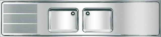 Aquarotter Gewerbespüle, MAXIMA, Edelstahl, 2 Becken, 2600x432x600 mm, Tropfteil links