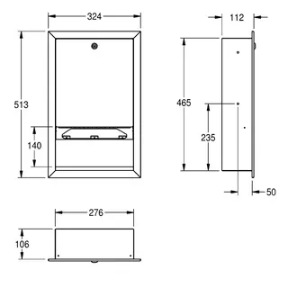 Aquarotter Papierhandtuchsp., RODAN, Edst., 324x513x112 mm, Unterputz – Bild 3
