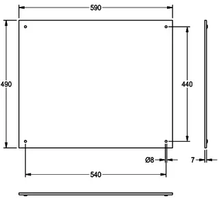 Aquarotter Spiegel, HEAVY DUTY, Edelstahl, 590x490x7 mm, diebstges. Befestigung – Bild 2