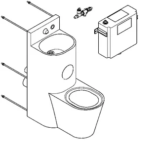 Aquarotter Sanitärkombination, HEAVY DUTY, Edst., Hw.-Mont., SPK, hydr., WC mittig – Bild 2