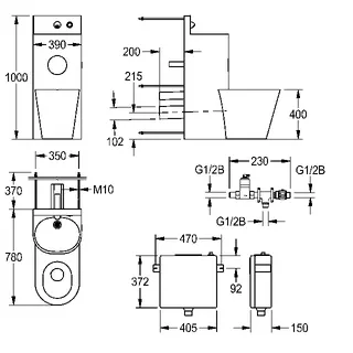 Aquarotter Sanitärkombination, HEAVY DUTY, Edst., Hw.-Mont., SPK, hydr., WC mittig – Bild 3
