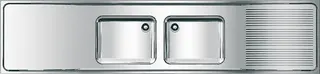 Aquarotter Gewerbespüle, MAXIMA, Edelstahl, 2 Becken, 2600x432x600 mm, Tropfteil rechts