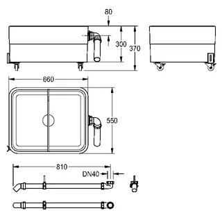 Aquarotter Schlammfangbecken, SIRIUS, MIRANIT, 660x370x550 mm, auf Rollen – Bild 3