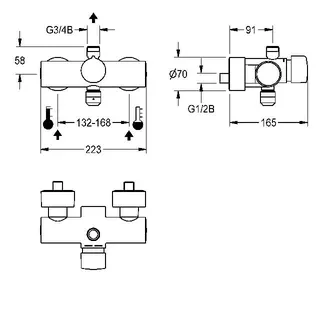 Aquarotter Wandbatterie, F5, hydr., Mischer, für Bogen/Duschrohr, ABE – Bild 3