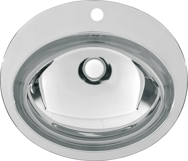 Aquarotter Ovalbecken, RONDO, Edelstahl, 531x159x456 mm, Überlauf, Hahnloch, hgl