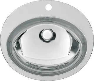 Aquarotter Ovalbecken, RONDO, Edelstahl, 531x159x456 mm, Überlauf, Hahnloch, hgl