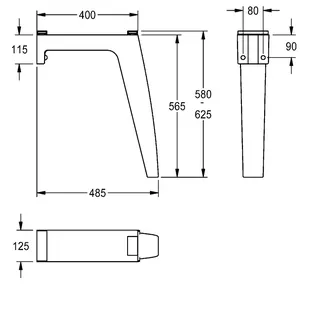 Aquarotter Winkelfuß, FUTURA exklusiv, MIRANIT, 125x565x485 mm – Bild 3