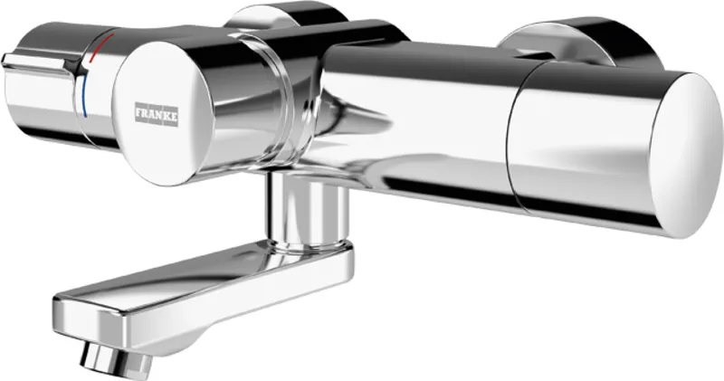 Aquarotter Wandbatterie, F5, hydr., Thermostat, Schwenkauslauf, 195 mm, Hygieneeinheit