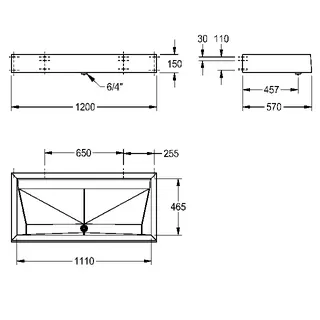 Aquarotter Reihenwaschanlage, PRESTIGE, Edst., 1200x150x570 mm, 2 Waschplätze – Bild 3