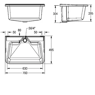 Aquarotter Mehrzweckbecken, SIRIUS, GFK, 700x320x495 mm, weiß – Bild 3