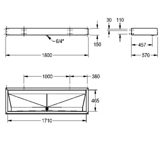 Aquarotter Reihenwaschanlage, PRESTIGE, Edst., 1800x150x570 mm, 3 Waschplätze – Bild 3