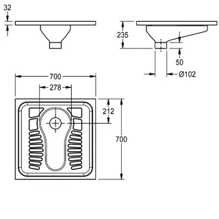Aquarotter Hock-WC, CAMPUS, Edelstahl, ohne Spülanschluss, 700x235x700 mm – Bild 3