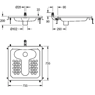 Aquarotter Hock-WC, CAMPUS, Edelstahl, Spülrand, 755x200x755 mm – Bild 3