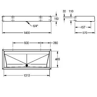 Aquarotter Reihenwaschanlage, PRESTIGE, Edst., 1400x150x570 mm, 2 Waschplätze – Bild 3