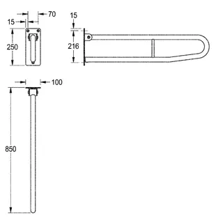 Aquarotter Stützklappgriff, CONTINA, Edelstahl, 100x250x850 mm – Bild 3