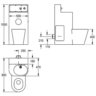 Aquarotter Sanitärkombination, HEAVY DUTY, Edst., W.Mont., SPK, hydr., WC mittig – Bild 3