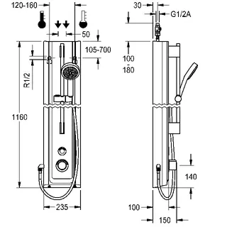 Aquarotter Duschpaneel, F5, elek., MIRANIT, Therm., HB-Garnitur, f. Batt./Netzteil – Bild 3