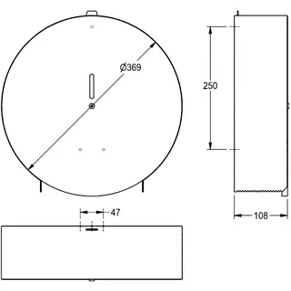 Aquarotter WC-Großrollenhalter, RODAN, Edst., 369x369x108 mm, Aufputz, Rolle 350 mm – Bild 3