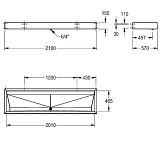 Aquarotter Reihenwaschanlage, PRESTIGE, Edst., 2100x150x570 mm, 3 Waschplätze – Bild 3
