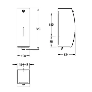Aquarotter Desinfektionsmittelspender, STRATOS, Edelstahl, Aufputz, 100x323x134 mm – Bild 3