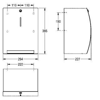 Aquarotter Papierhandtuchsp., STRATOS, Edst., 294x385x227 mm, Aufputz – Bild 3