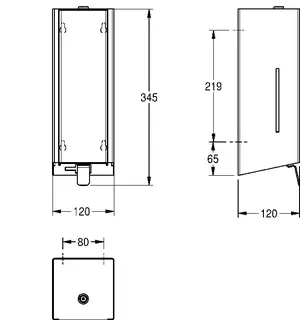 Aquarotter Desinfektionsmittelspender, EXOS, Edelstahl, Aufputz, 120x345x120 mm – Bild 3