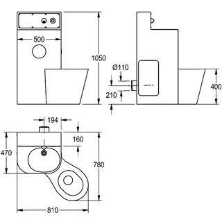 Aquarotter Sanitärkombination, HEAVY DUTY, Edst., W.Mont., SPK, elektr., WC rechts – Bild 3